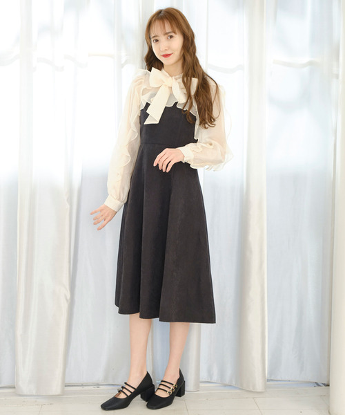 TITTY&CO.(ティティーアンドコー)の「袖フリルリボンタイワンピース(ワンピース・レディース・ブラック/ベージュ/ライトブルー・SMALL/MEDIUM)」の11枚目の写真