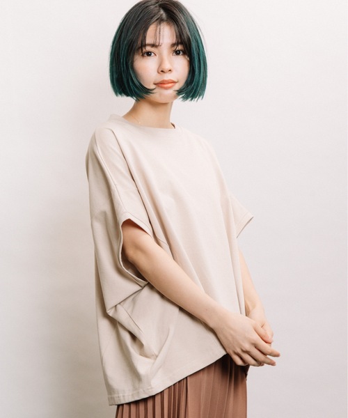 refinedworks（リファインドワークス）の「バンザイPO（Tシャツ/カットソー・レディース・ブラック/ベージュ/ブルー・FREE）」の3枚目の写真
