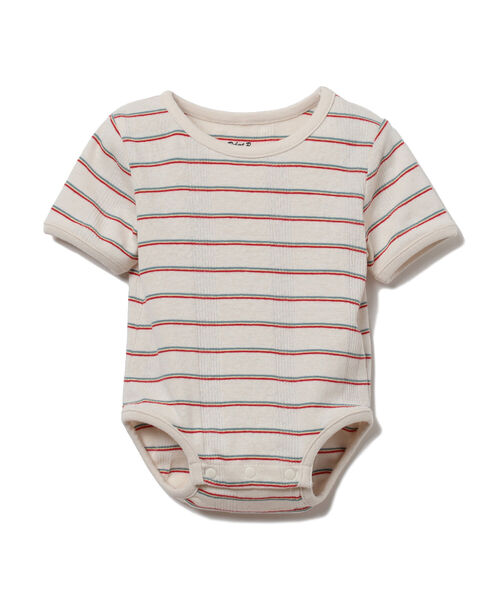 B:MING by BEAMS(ビーミングバイビームス)の「MILLER / レインボー ボーダー ロンパース(60~80cm)(ロンパース・キッズ・アイボリー・70-80cm/60-70㎝)」の1枚目の写真