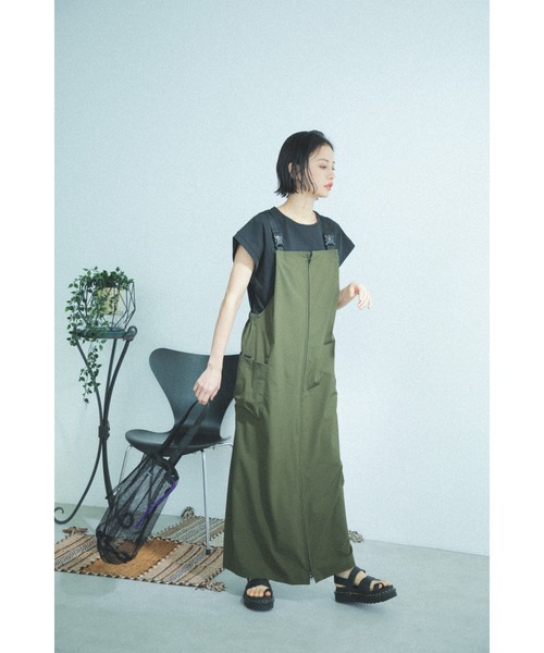 GENE HEAVENS（ジーンヘブンズ）の「(GENE HEAVENS)バッグ付きフロントジップサロペットワンピース（ワンピース・レディース・カーキ/グレー/ブラック・ONE SIZE）」の18枚目の写真