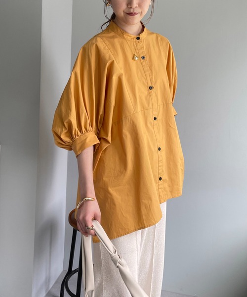 CAPRICIEUX LE'MAGE（カプリシューレマージュ）の「パフ5分袖ギャザーシャツ（シャツ/ブラウス・レディース・ホワイト/ブラック/オレンジ・FREE）」の14枚目の写真