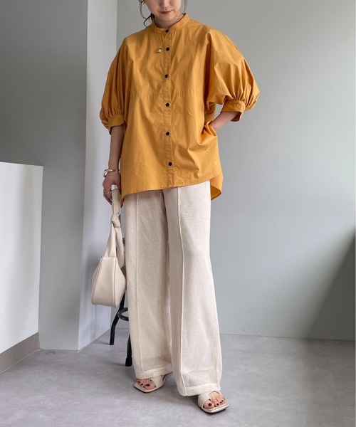 CAPRICIEUX LE'MAGE（カプリシューレマージュ）の「パフ5分袖ギャザーシャツ（シャツ/ブラウス・レディース・ホワイト/ブラック/オレンジ・FREE）」の18枚目の写真