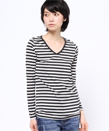 AZUL by moussy | TC天竺バックセンター切替V/N長袖PO(Tシャツ/カットソー)