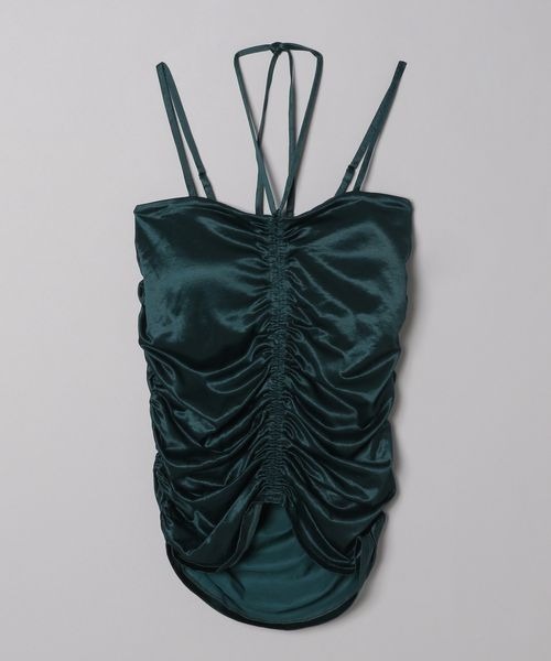 JEANASIS（ジーナシス）の「ストレッチギャザービスチェ/281453（その他トップス・レディース・ブラック/グリーン・FREE）」の2枚目の写真