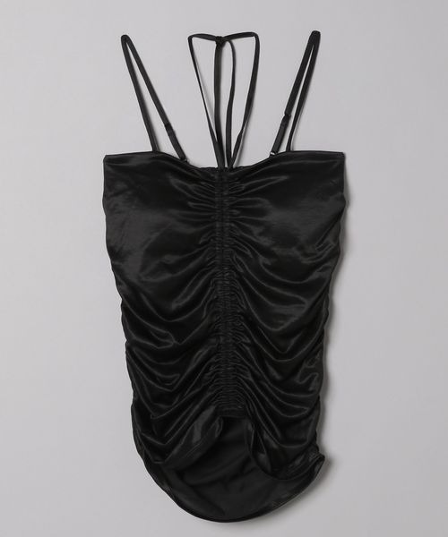 JEANASIS（ジーナシス）の「ストレッチギャザービスチェ/281453（その他トップス・レディース・ブラック/グリーン・FREE）」の5枚目の写真