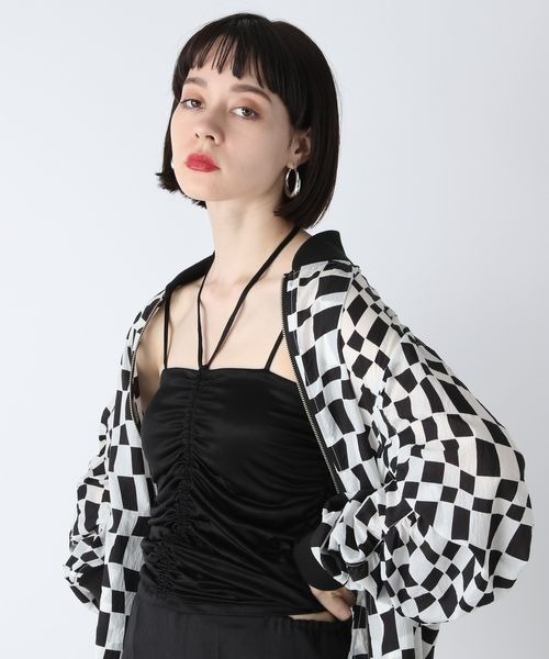 JEANASIS（ジーナシス）の「ストレッチギャザービスチェ/281453（その他トップス・レディース・ブラック/グリーン・FREE）」の4枚目の写真