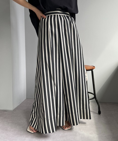 CAPRICIEUX LE'MAGE(カプリシューレマージュ)の「ストライプタックギャザースカート(スカート・レディース・ブラック/ベージュ・FREE)」の20枚目の写真