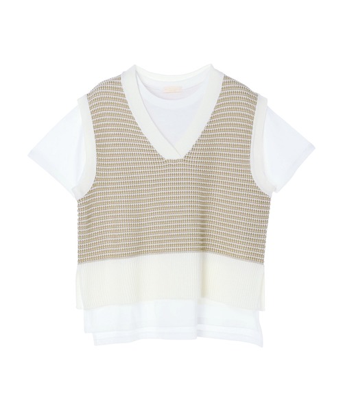 earth music&ecology（アースミュージックアンドエコロジー）の「SET2点 ジャガードベスト+Tシャツ（ニット/セーター・レディース・オリーブ/アイボリー/レッド系その他5・FREE）」の12枚目の写真