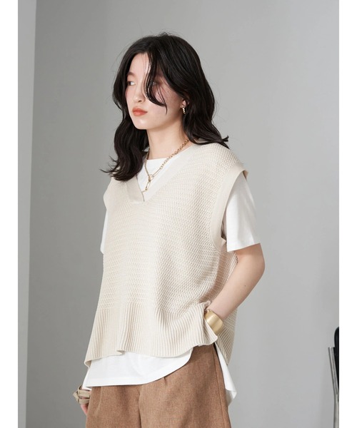 earth music&ecology（アースミュージックアンドエコロジー）の「SET2点 ジャガードベスト+Tシャツ（ニット/セーター・レディース・オリーブ/アイボリー/レッド系その他5・FREE）」の19枚目の写真