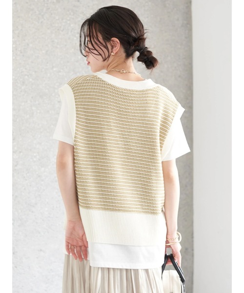earth music&ecology（アースミュージックアンドエコロジー）の「SET2点 ジャガードベスト+Tシャツ（ニット/セーター・レディース・オリーブ/アイボリー/レッド系その他5・FREE）」の14枚目の写真