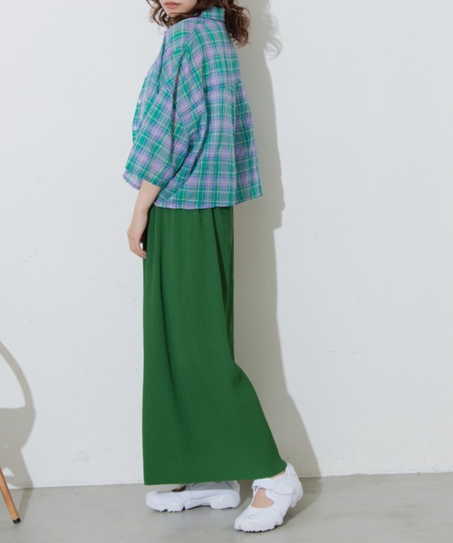 MERLOT(メルロー)の「プリーツナロースカート(スカート・レディース・ブラック/グリーン/ピンク・FREE)」の21枚目の写真