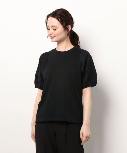 Lugnoncure(ルノンキュール)の「レース袖トップス(Tシャツ/カットソー・レディース・ブラック/ベージュ/オフホワイト・フリ-)」の6枚目の写真