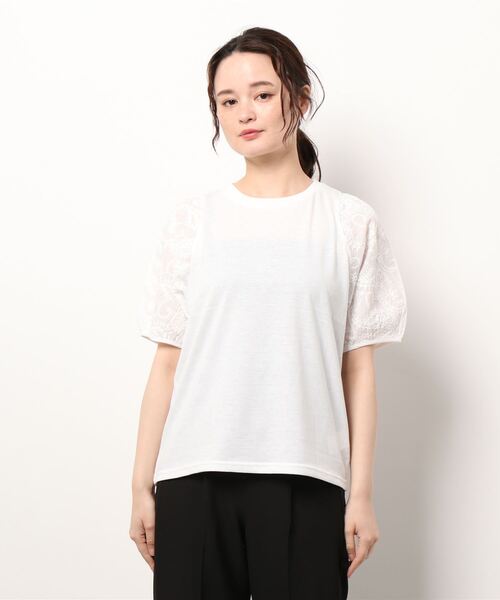 Lugnoncure(ルノンキュール)の「レース袖トップス(Tシャツ/カットソー・レディース・ブラック/ベージュ/オフホワイト・フリ-)」の10枚目の写真