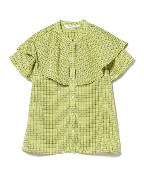 Ray BEAMS（レイビームス）の「Ray BEAMS / ドビー チェック フリルカラー ブラウス（シャツ/ブラウス・レディース・ブラック/グリーン系その他2・ONE SIZE）」の16枚目の写真