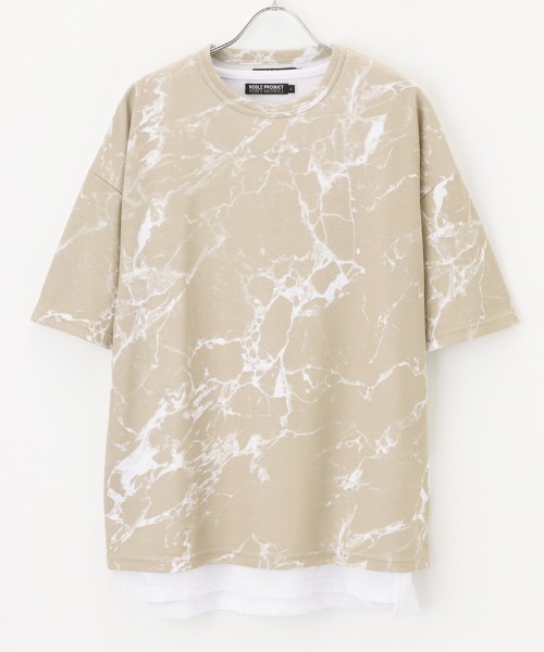 Mac-House(マックハウス)の「着回し自在!ゆったりシルエット 総柄Tシャツ+タンクトップ+アクセサリーの3点セット(Tシャツ/カットソー・メンズ・ブラック/グレイッシュベージュ/グレー・L/M)」の3枚目の写真