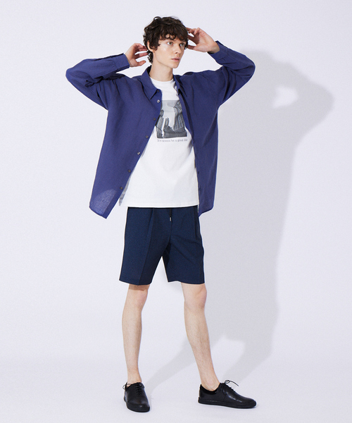 ABAHOUSE GRAY(アバハウスグレイ)の「【セットアップ対応/MASCHILE】AIR HOL タック ショートパンツ(その他パンツ・メンズ・ライトグレー/ネイビー/グレー/ブルー・46/48/50)」の5枚目の写真