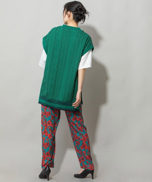 Munich（ミューニック）の「16/2ケーブルジャガードジレ（ベスト・レディース・ネイビー/グリーン/アイボリー・FREE）」の12枚目の写真