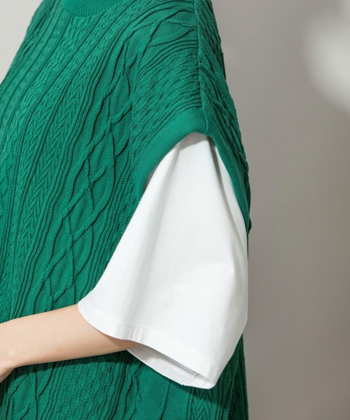 Munich（ミューニック）の「16/2ケーブルジャガードジレ（ベスト・レディース・ネイビー/グリーン/アイボリー・FREE）」の20枚目の写真