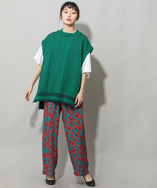 Munich（ミューニック）の「16/2ケーブルジャガードジレ（ベスト・レディース・ネイビー/グリーン/アイボリー・FREE）」の10枚目の写真