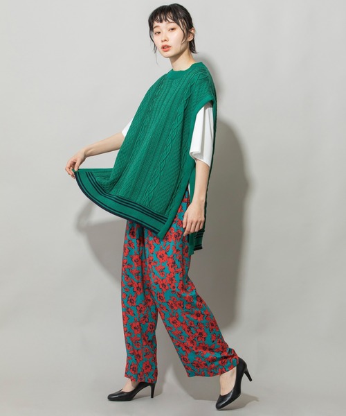 Munich（ミューニック）の「16/2ケーブルジャガードジレ（ベスト・レディース・ネイビー/グリーン/アイボリー・FREE）」の13枚目の写真