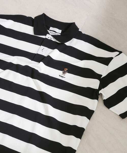 SENSE OF PLACE by URBAN RESEARCH(センスオブプレイスバイアーバンリサーチ)の「『別注』TeddyBear×SENSE OF PLACE テディベアボーダーポロシャツ(ポロシャツ・メンズ・オレンジ/ブラック・MEDIUM/LARGE)」の2枚目の写真