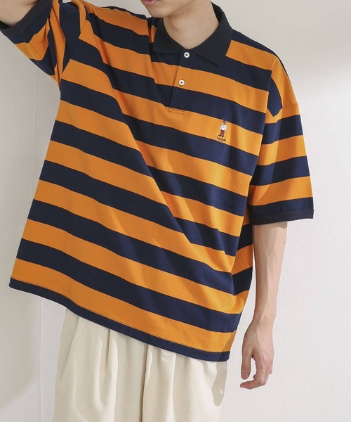 SENSE OF PLACE by URBAN RESEARCH(センスオブプレイスバイアーバンリサーチ)の「『別注』TeddyBear×SENSE OF PLACE テディベアボーダーポロシャツ(ポロシャツ・メンズ・オレンジ/ブラック・MEDIUM/LARGE)」の3枚目の写真