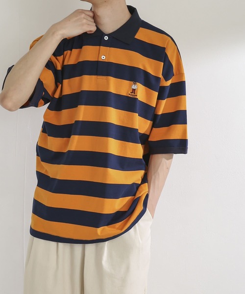 SENSE OF PLACE by URBAN RESEARCH(センスオブプレイスバイアーバンリサーチ)の「『別注』TeddyBear×SENSE OF PLACE テディベアボーダーポロシャツ(ポロシャツ・メンズ・オレンジ/ブラック・MEDIUM/LARGE)」の4枚目の写真