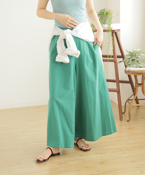 B.C STOCK（ベーセーストック）の「リネンライクコットン ワイドキュロット（その他パンツ・レディース・ブラック/ピンク/イエロー/グリーン・FREE）」の3枚目の写真