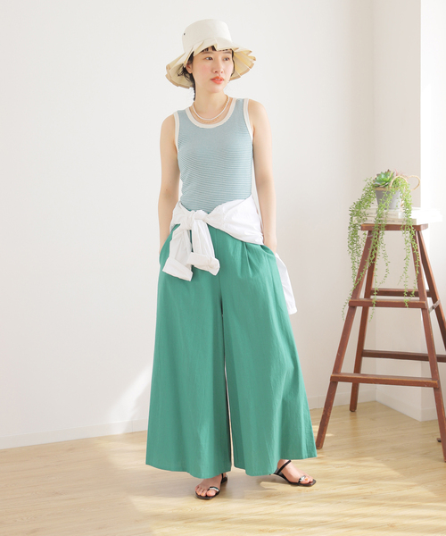 B.C STOCK（ベーセーストック）の「リネンライクコットン ワイドキュロット（その他パンツ・レディース・ブラック/ピンク/イエロー/グリーン・FREE）」の8枚目の写真