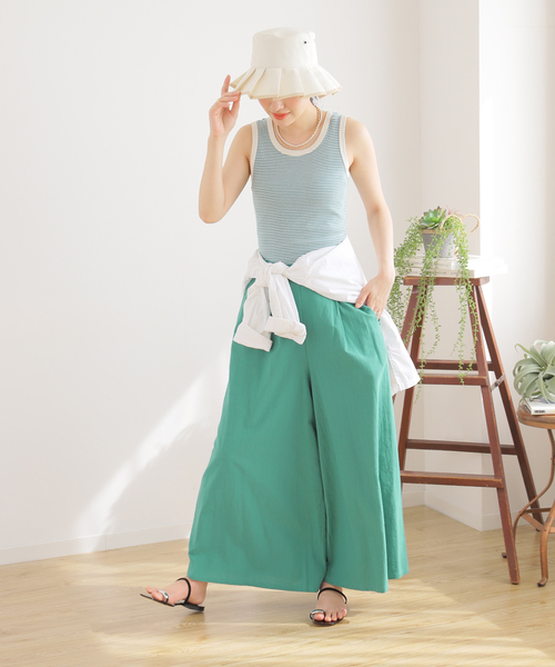 B.C STOCK（ベーセーストック）の「リネンライクコットン ワイドキュロット（その他パンツ・レディース・ブラック/ピンク/イエロー/グリーン・FREE）」の9枚目の写真