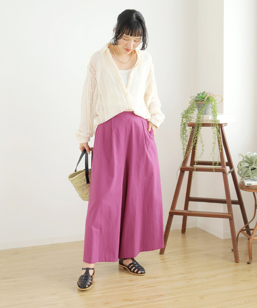 B.C STOCK（ベーセーストック）の「リネンライクコットン ワイドキュロット（その他パンツ・レディース・ブラック/ピンク/イエロー/グリーン・FREE）」の12枚目の写真