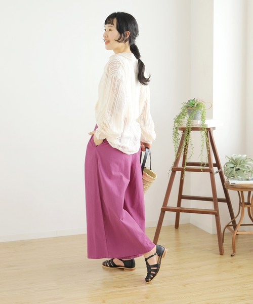 B.C STOCK（ベーセーストック）の「リネンライクコットン ワイドキュロット（その他パンツ・レディース・ブラック/ピンク/イエロー/グリーン・FREE）」の13枚目の写真