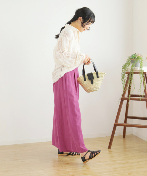 B.C STOCK（ベーセーストック）の「リネンライクコットン ワイドキュロット（その他パンツ・レディース・ブラック/ピンク/イエロー/グリーン・FREE）」の14枚目の写真