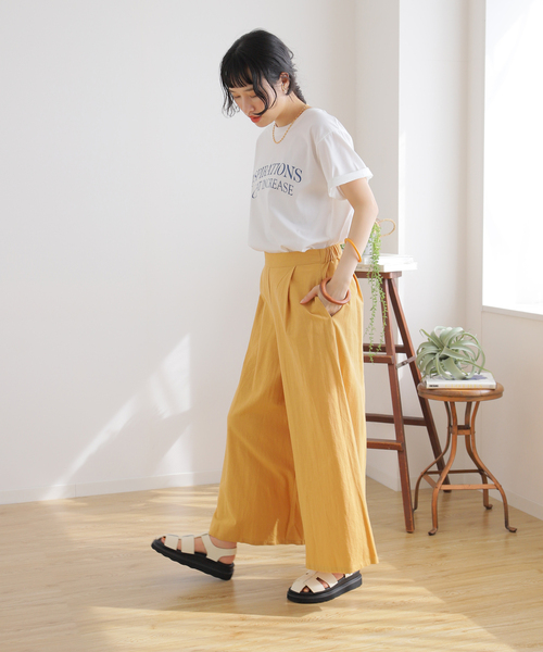 B.C STOCK（ベーセーストック）の「リネンライクコットン ワイドキュロット（その他パンツ・レディース・ブラック/ピンク/イエロー/グリーン・FREE）」の17枚目の写真