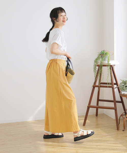 B.C STOCK（ベーセーストック）の「リネンライクコットン ワイドキュロット（その他パンツ・レディース・ブラック/ピンク/イエロー/グリーン・FREE）」の18枚目の写真