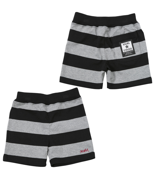 X-girl Stages（エックスガールステージス）の「STRIPED BASIC SHORT PANTS (4T～7T)（その他パンツ・キッズ・アッシュ/ブルー/レッド・7T/6T/4T/5T）」の2枚目の写真
