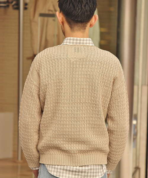 EDIFICE（エディフィス）の「◇ギマコットン ボートネックプルオーバーニット（ニット/セーター・メンズ・ベージュ/ブルー/イエロー系その他/レッド系その他・44/46/48）」の6枚目の写真