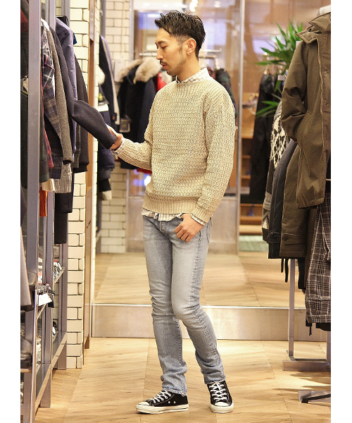 EDIFICE（エディフィス）の「◇ギマコットン ボートネックプルオーバーニット（ニット/セーター・メンズ・ベージュ/ブルー/イエロー系その他/レッド系その他・44/46/48）」の7枚目の写真