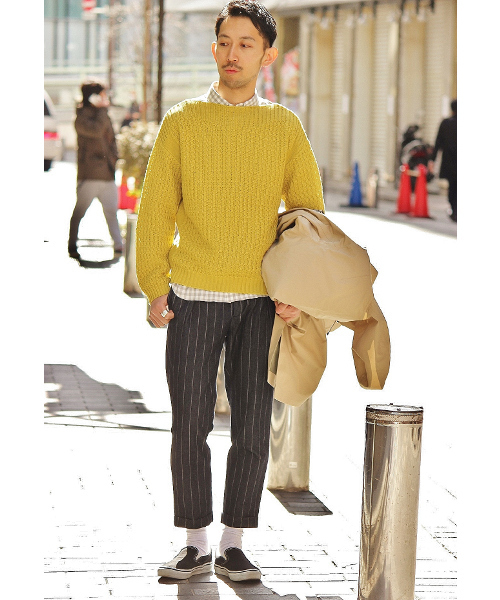 EDIFICE（エディフィス）の「◇ギマコットン ボートネックプルオーバーニット（ニット/セーター・メンズ・ベージュ/ブルー/イエロー系その他/レッド系その他・44/46/48）」の11枚目の写真