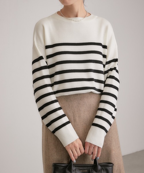 COLLAGE GALLARDAGALANTE（コラージュガリャルダガランテ）の「スムースボーダープルオーバー（ニット/セーター・レディース・ホワイト/ブルー・FREE）」の12枚目の写真