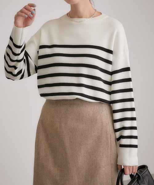 COLLAGE GALLARDAGALANTE（コラージュガリャルダガランテ）の「スムースボーダープルオーバー（ニット/セーター・レディース・ホワイト/ブルー・FREE）」の18枚目の写真