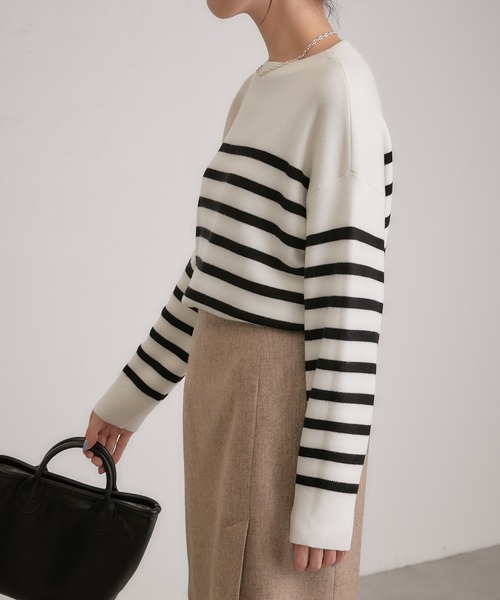 COLLAGE GALLARDAGALANTE（コラージュガリャルダガランテ）の「スムースボーダープルオーバー（ニット/セーター・レディース・ホワイト/ブルー・FREE）」の10枚目の写真