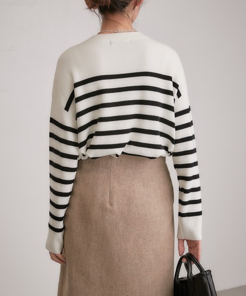 COLLAGE GALLARDAGALANTE（コラージュガリャルダガランテ）の「スムースボーダープルオーバー（ニット/セーター・レディース・ホワイト/ブルー・FREE）」の8枚目の写真