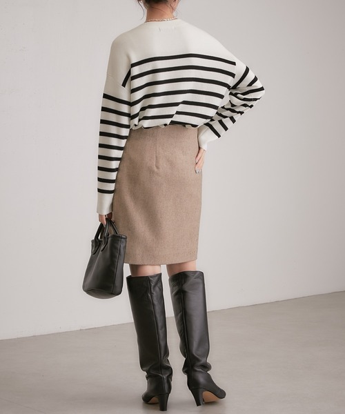 COLLAGE GALLARDAGALANTE（コラージュガリャルダガランテ）の「スムースボーダープルオーバー（ニット/セーター・レディース・ホワイト/ブルー・FREE）」の3枚目の写真