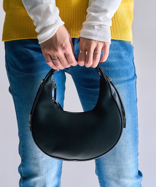 SETUP7（セットアップセブン）の「【SETUP7】ハーフムーンハンドバッグ KNF（ハンドバッグ・レディース・ホワイト/ベージュ/ブラウン/グリーン/ブラック・FREE）」の10枚目の写真