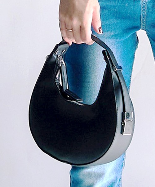 SETUP7（セットアップセブン）の「【SETUP7】ハーフムーンハンドバッグ KNF（ハンドバッグ・レディース・ホワイト/ベージュ/ブラウン/グリーン/ブラック・FREE）」の9枚目の写真