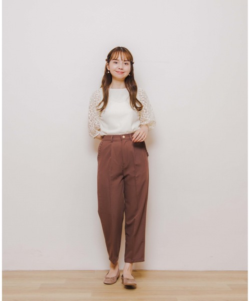 flower（フラワー）の「スモーキーテーパードパンツ（スラックス・レディース・ブラウン/ベージュ・FREE）」の10枚目の写真