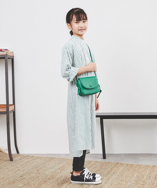 coen（コーエン）の「バンドカラーシャツワンピース（シャツワンピース・キッズ・オレンジ/ケリー・140/130/110/150/120/100）」の5枚目の写真