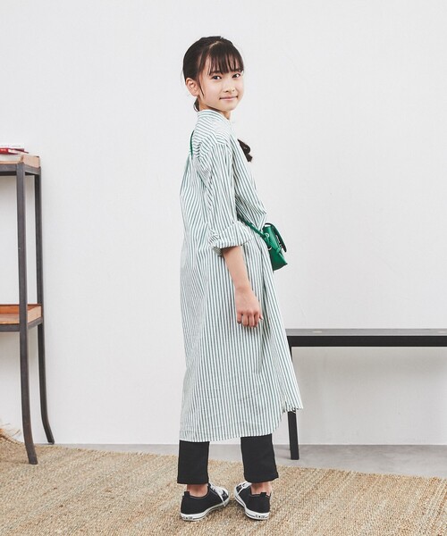 coen（コーエン）の「バンドカラーシャツワンピース（シャツワンピース・キッズ・オレンジ/ケリー・140/130/110/150/120/100）」の6枚目の写真