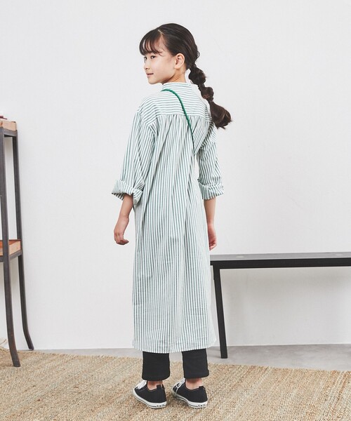 coen（コーエン）の「バンドカラーシャツワンピース（シャツワンピース・キッズ・オレンジ/ケリー・140/130/110/150/120/100）」の7枚目の写真